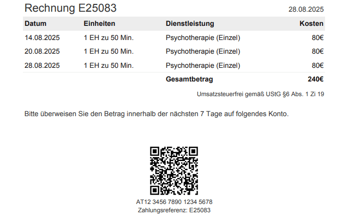 Screenshot von onono - QR Code auf Rechnungen