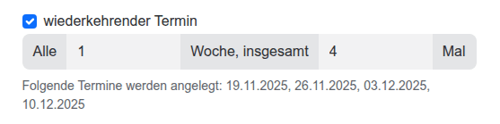 Screenshot von onono - Wiederkehrende Termine